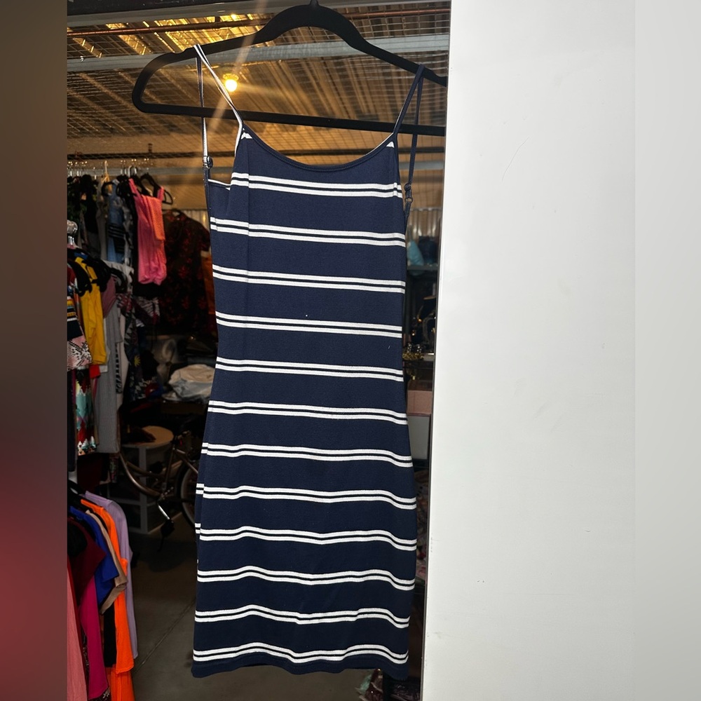 Navy and White Striped Dress